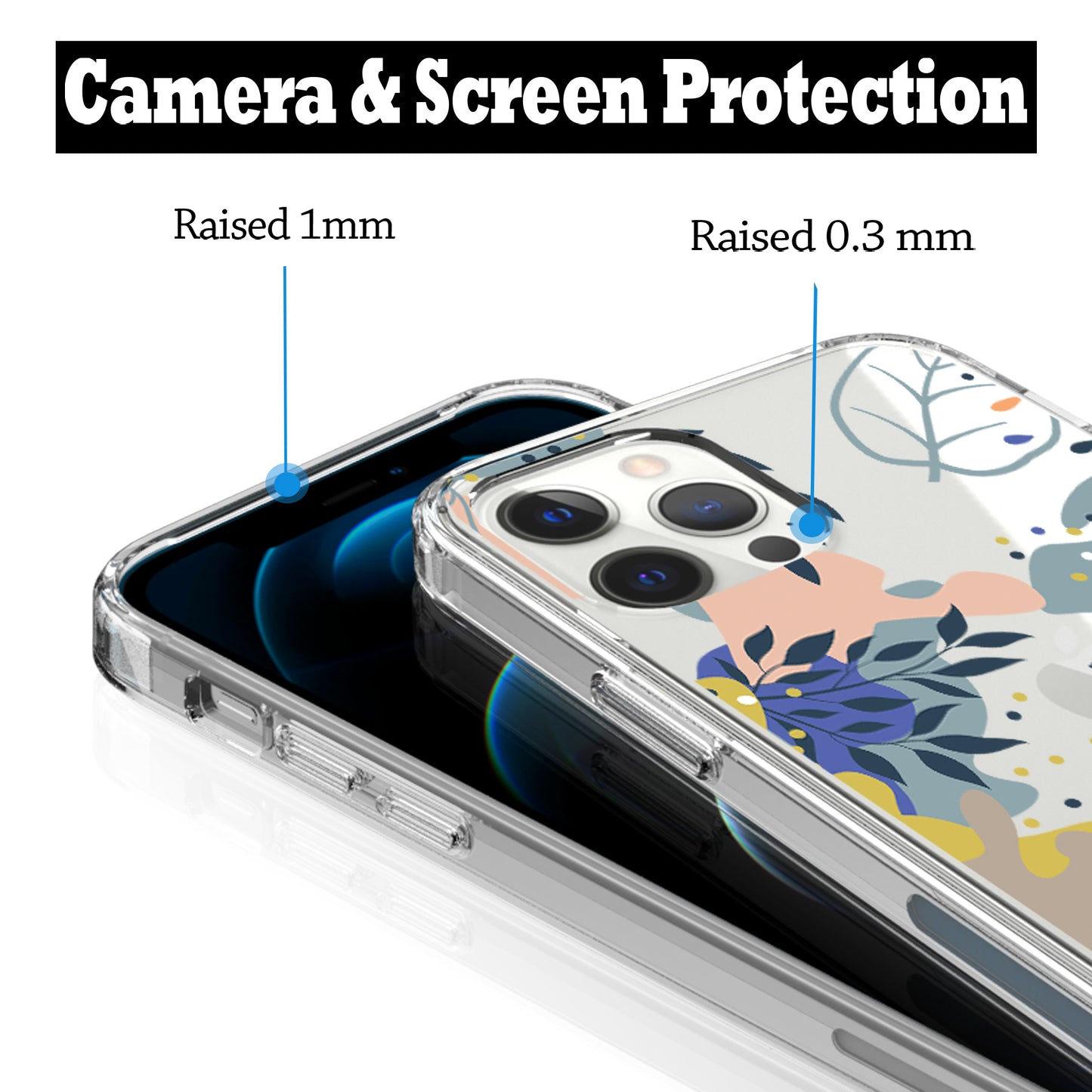 iPhone 12 Pro Max Case, Anti-Scratch Clear Case - Tropical Leaves Floral