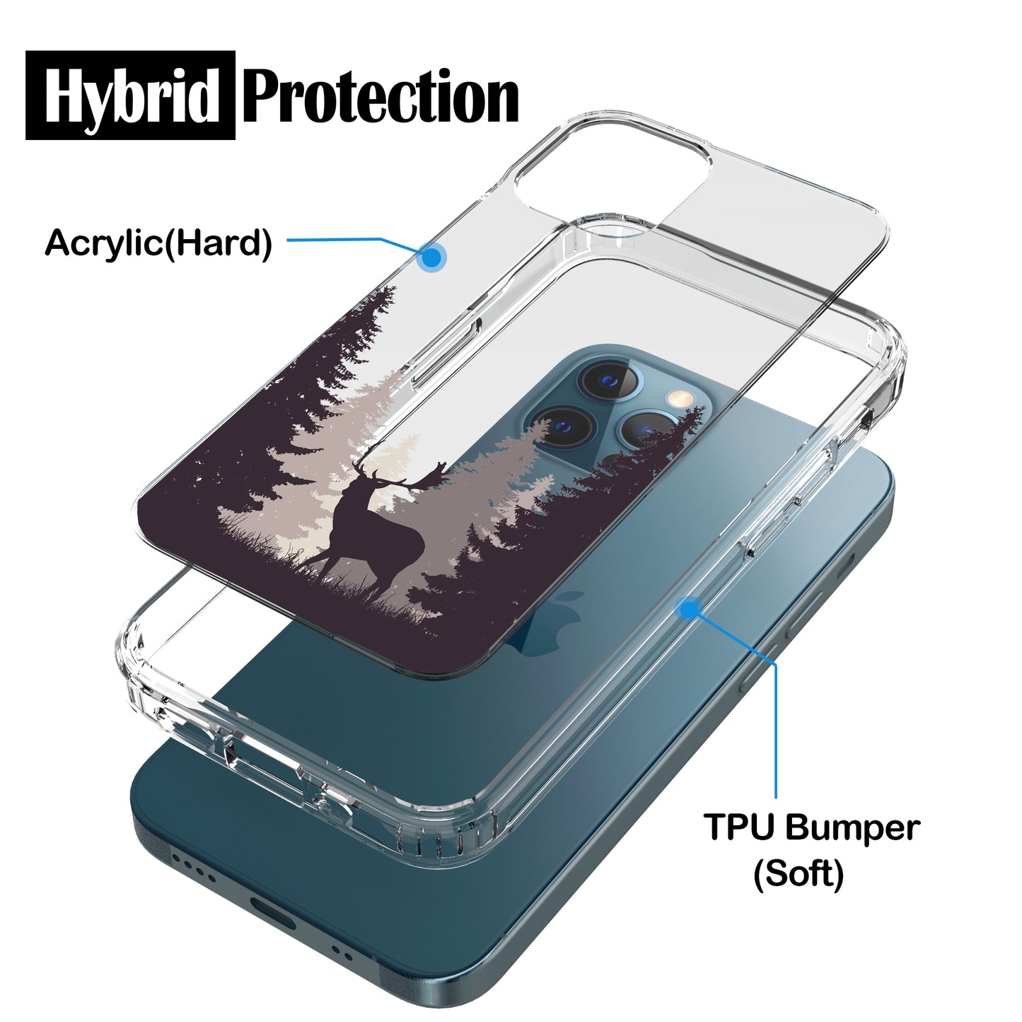 iPhone 12 Pro Max Case, Anti-Scratch Clear Case - Deer