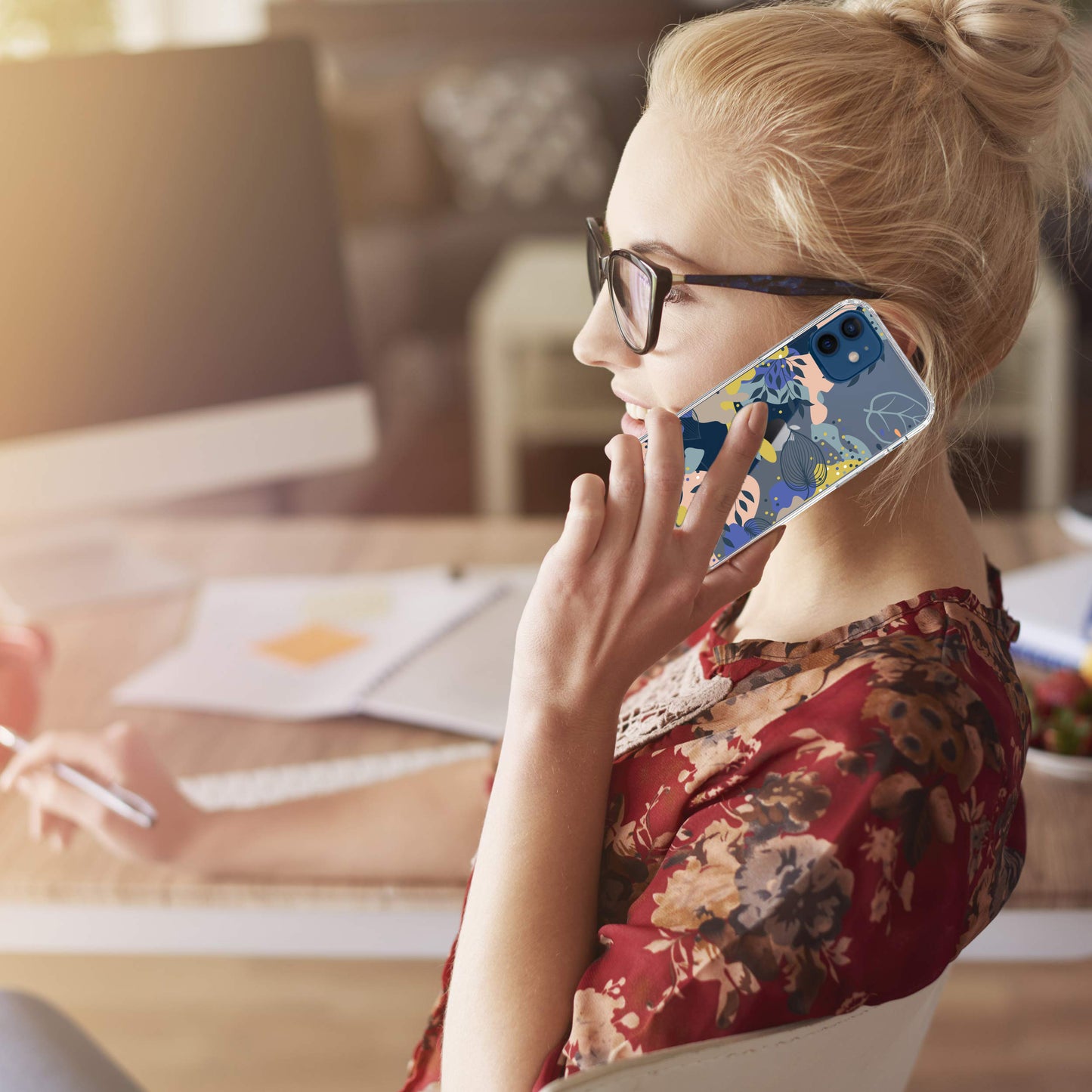 iPhone 12 Mini Case, Anti-Scratch Clear Case - Tropical Leaves Floral