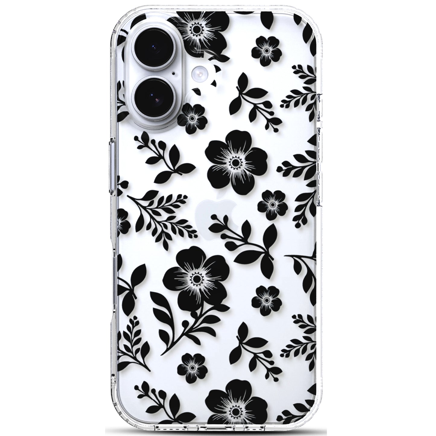 iPhone 16 Plus Case, Anti-Scratch Clear Case - Black Roses Flowers