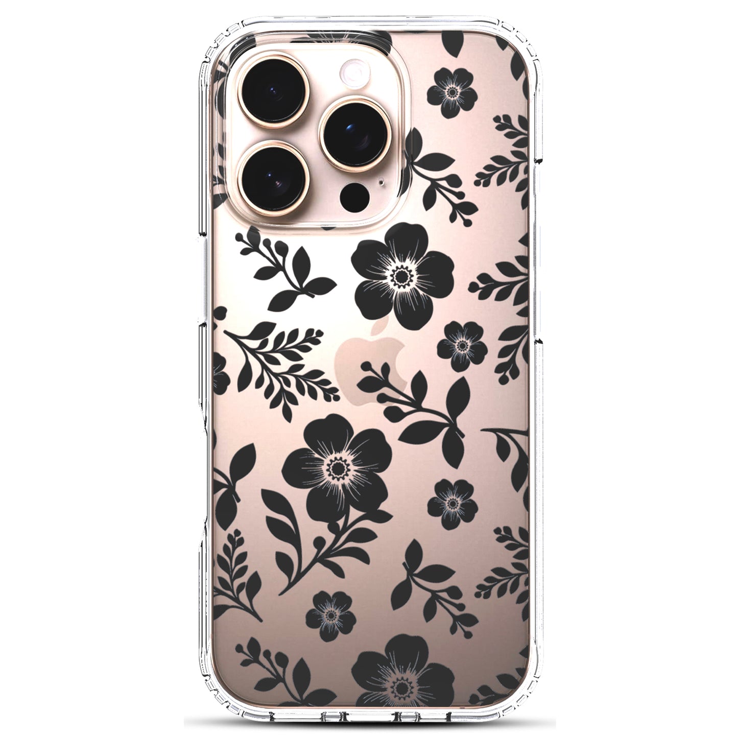 iPhone 16 Pro Case, Anti-Scratch Clear Case - Black Roses Flowers