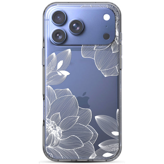 iPhone 17 Pro Case, Anti-Scratch Clear Case - White Lace Chrysanthemum