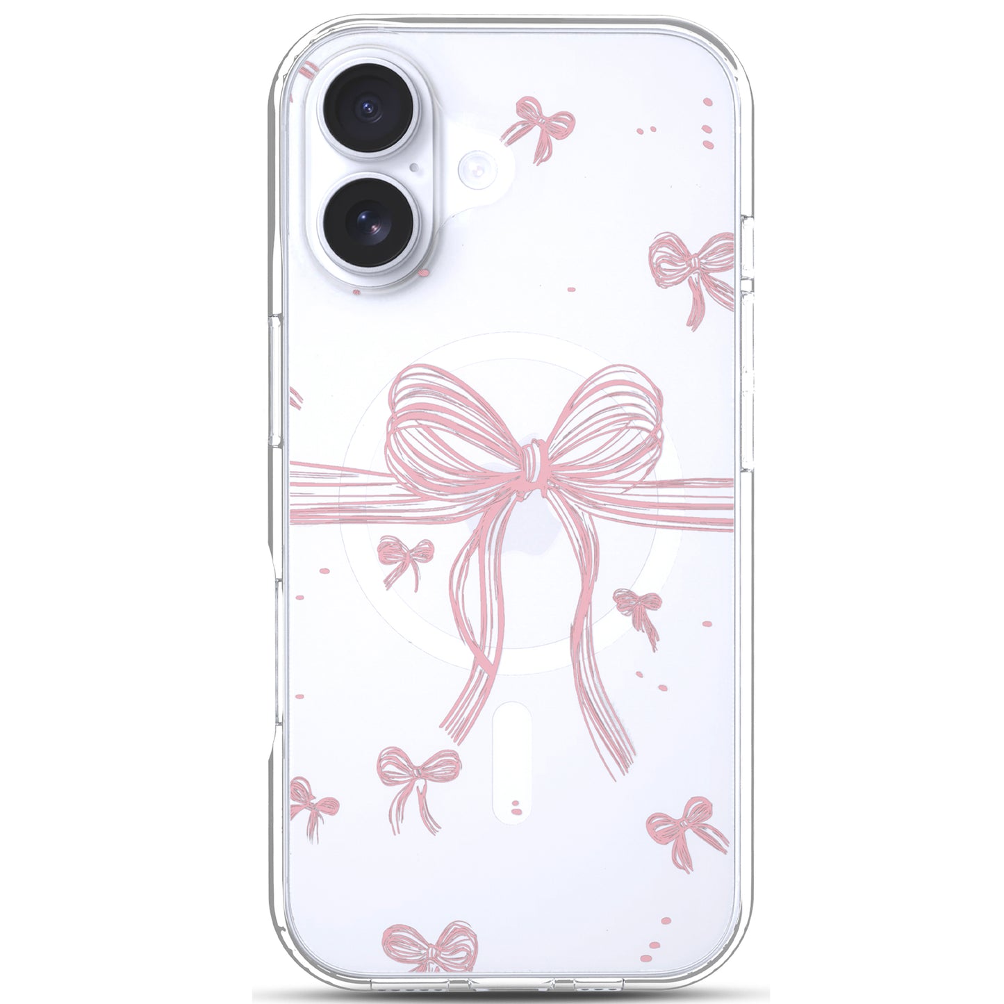 iPhone 17 Case, Anti-Scratch Clear Case - Cute Pink Ribbon