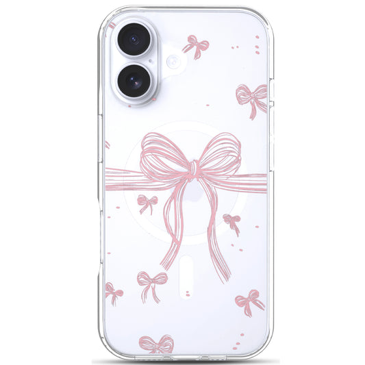 iPhone 17 Case, Anti-Scratch Clear Case - Cute Pink Ribbon