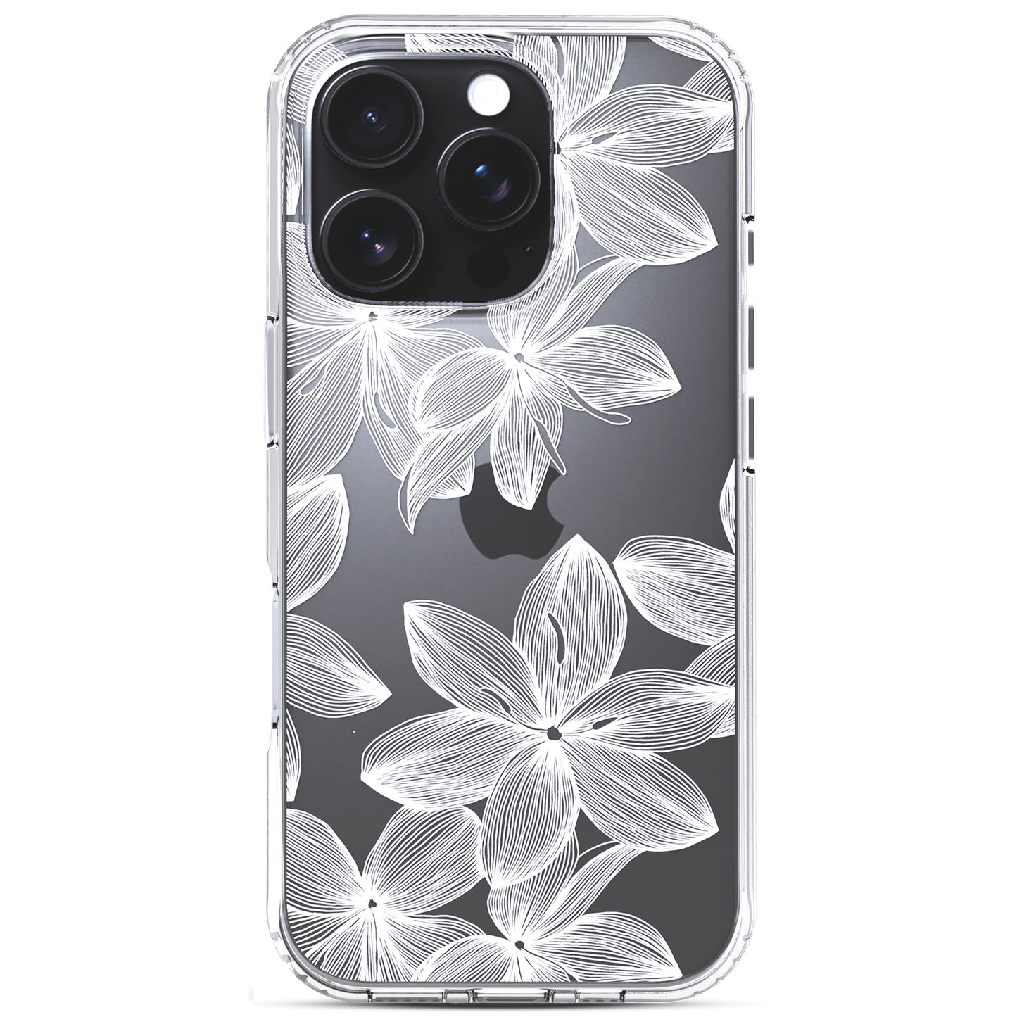 iPhone 16 Pro Max Case, Anti-Scratch Clear Case - White Flower