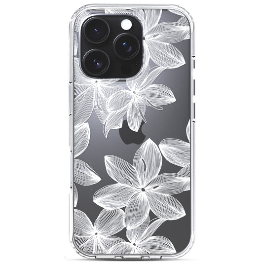 iPhone 16 Pro Max Case, Anti-Scratch Clear Case - White Flower