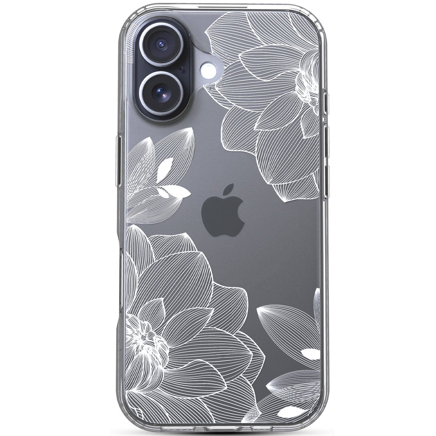 iPhone 17 Case, Anti-Scratch Clear Case - White Lace Chrysanthemum