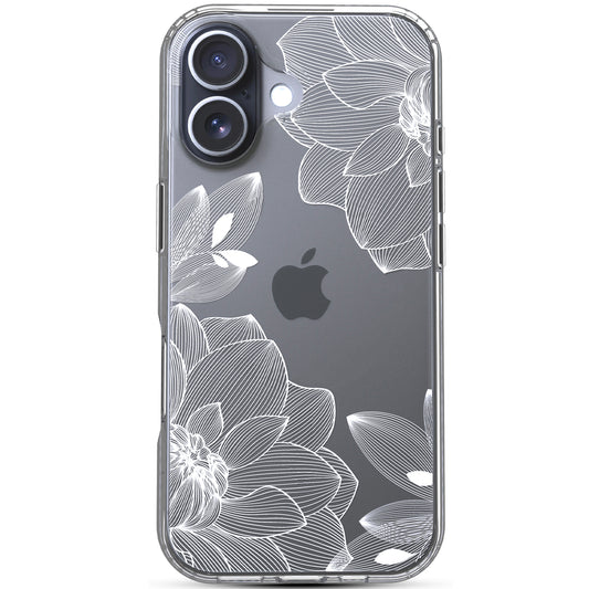 iPhone 17 Case, Anti-Scratch Clear Case - White Lace Chrysanthemum