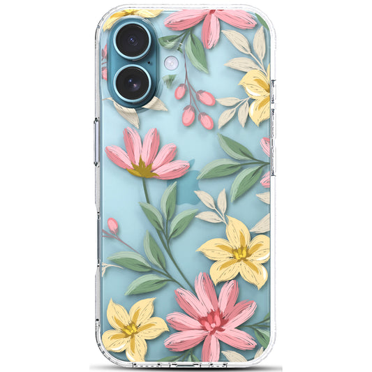 iPhone 16 Plus Case, Anti-Scratch Clear Case - Floral Painting