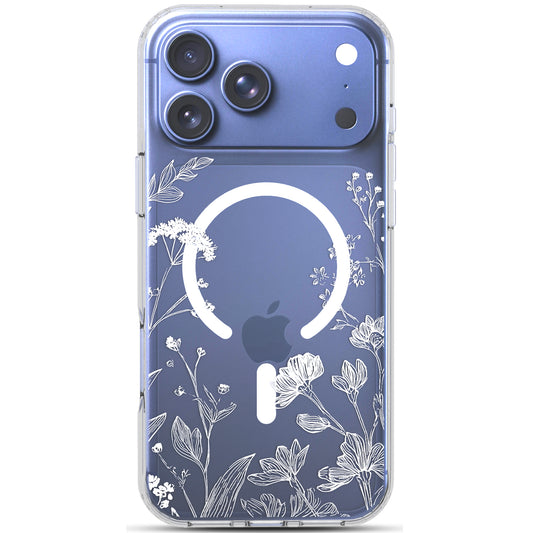 iPhone 17 Pro Max Case, Anti-Scratch Clear Case - Minimalist White Floral