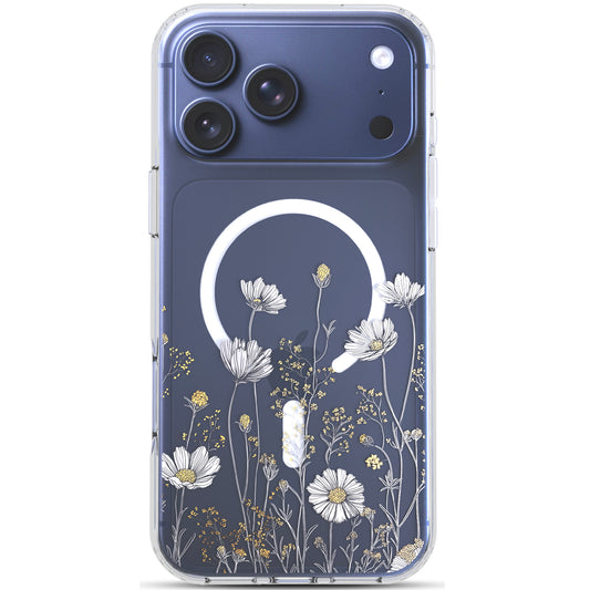 iPhone 17 Pro Max Case, Anti-Scratch Clear Case - Elegant Daisy Gold Floral