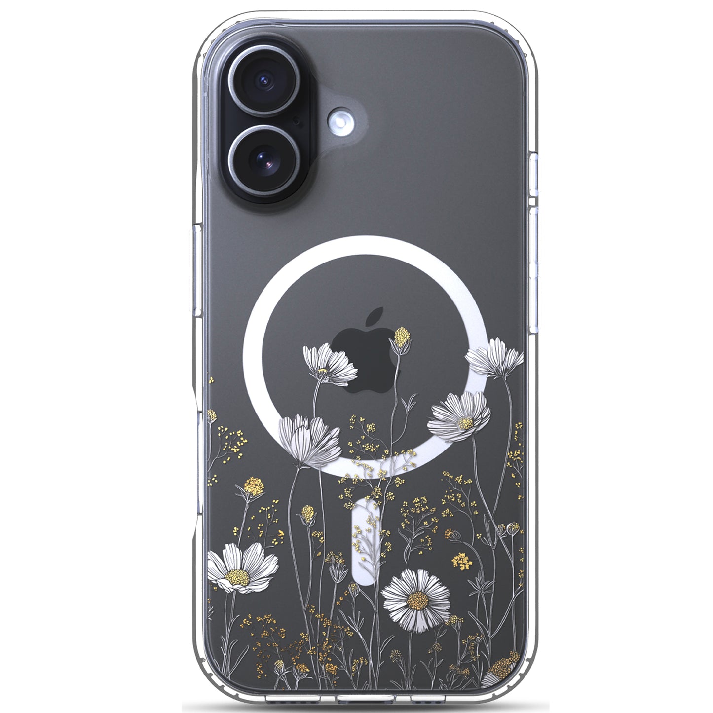 iPhone 17 Case, Anti-Scratch Clear Case - Elegant Daisy Gold Floral