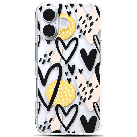 iPhone 16 Plus Case, Anti-Scratch Clear Case - Hearts
