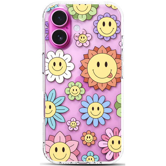 iPhone 16 Plus Case, Anti-Scratch Clear Case - Rainbow Happy Face