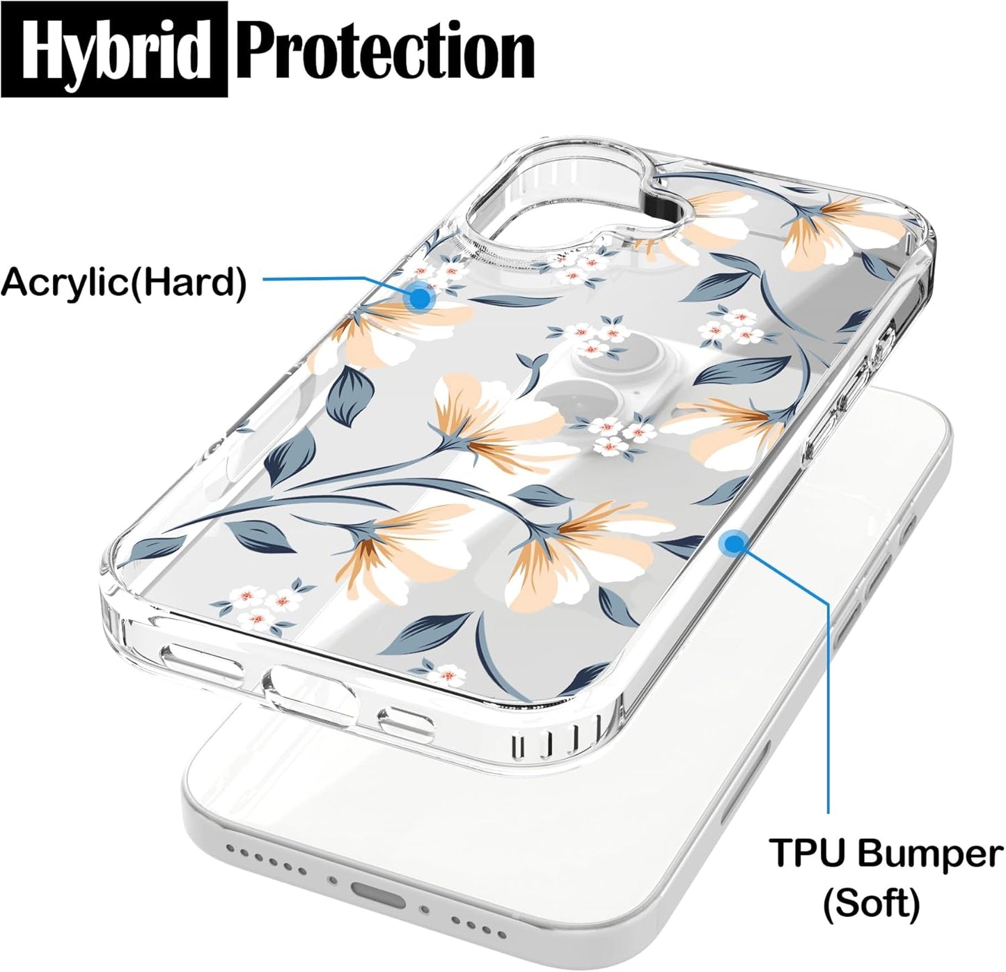 iPhone 16 Case, Anti-Scratch Clear Case - Lily Flower