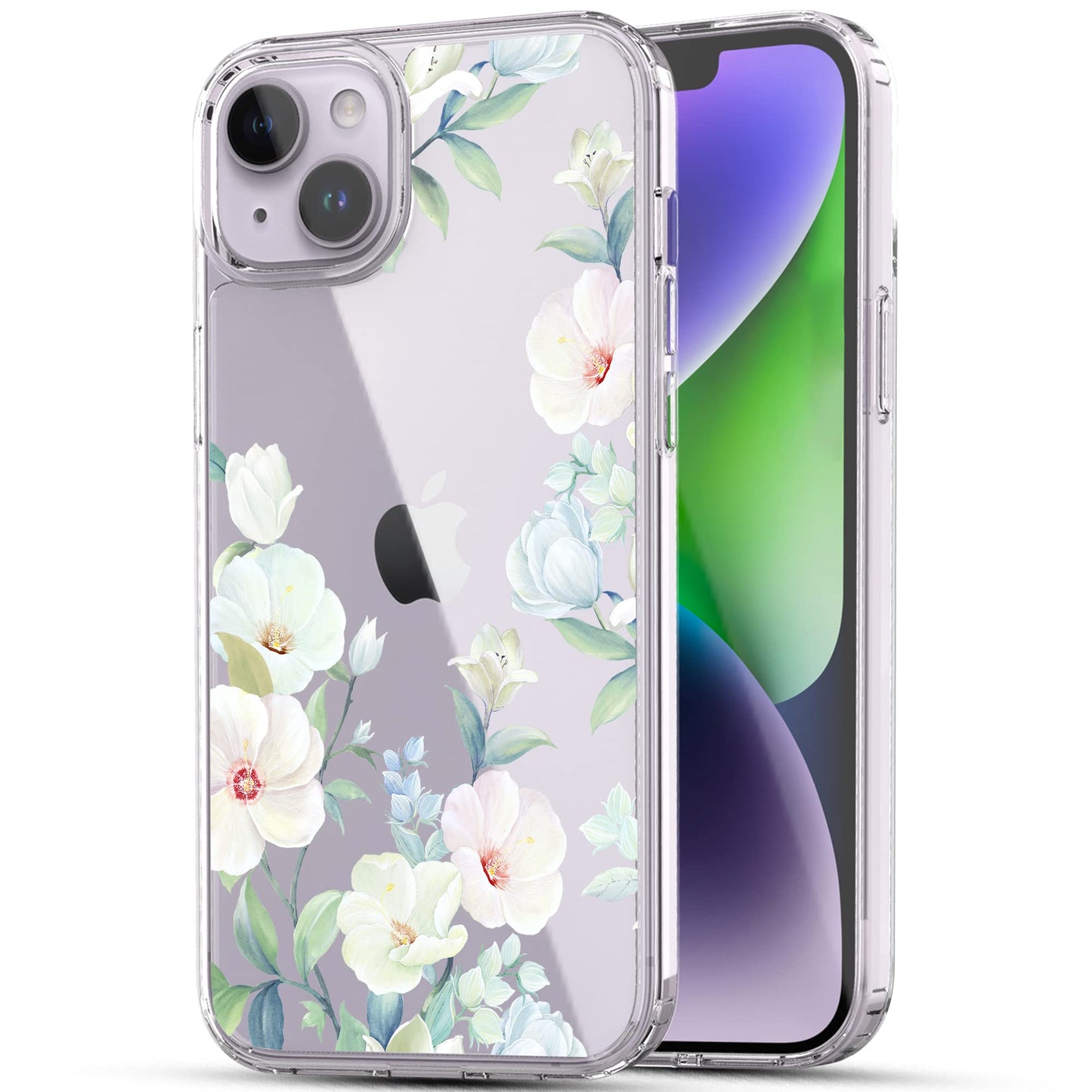 iPhone 14 Case, Anti-Scratch Clear Case - White Magnolia Flower