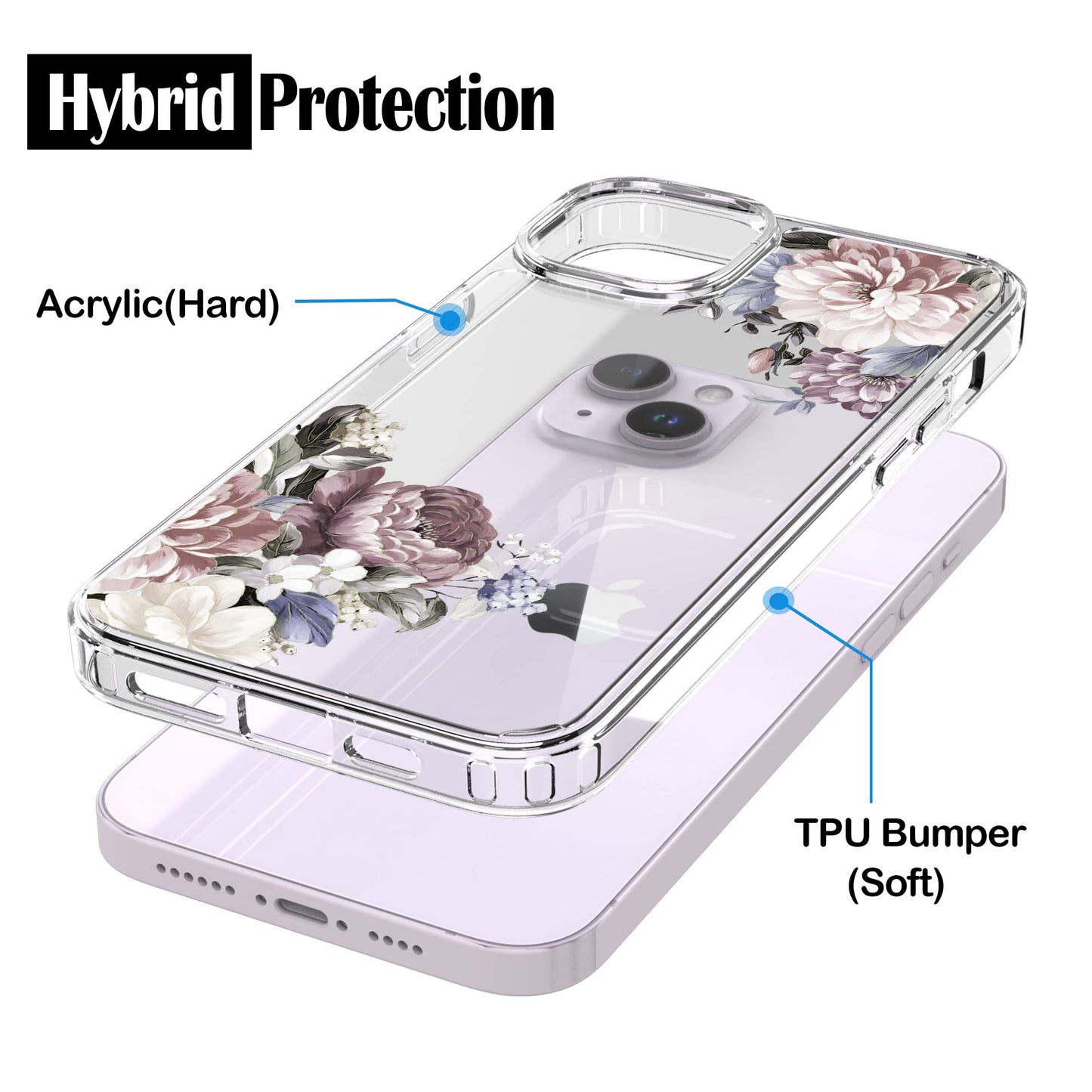 iPhone 14 Plus Case, Anti-Scratch Clear Case - Abundant Blossom