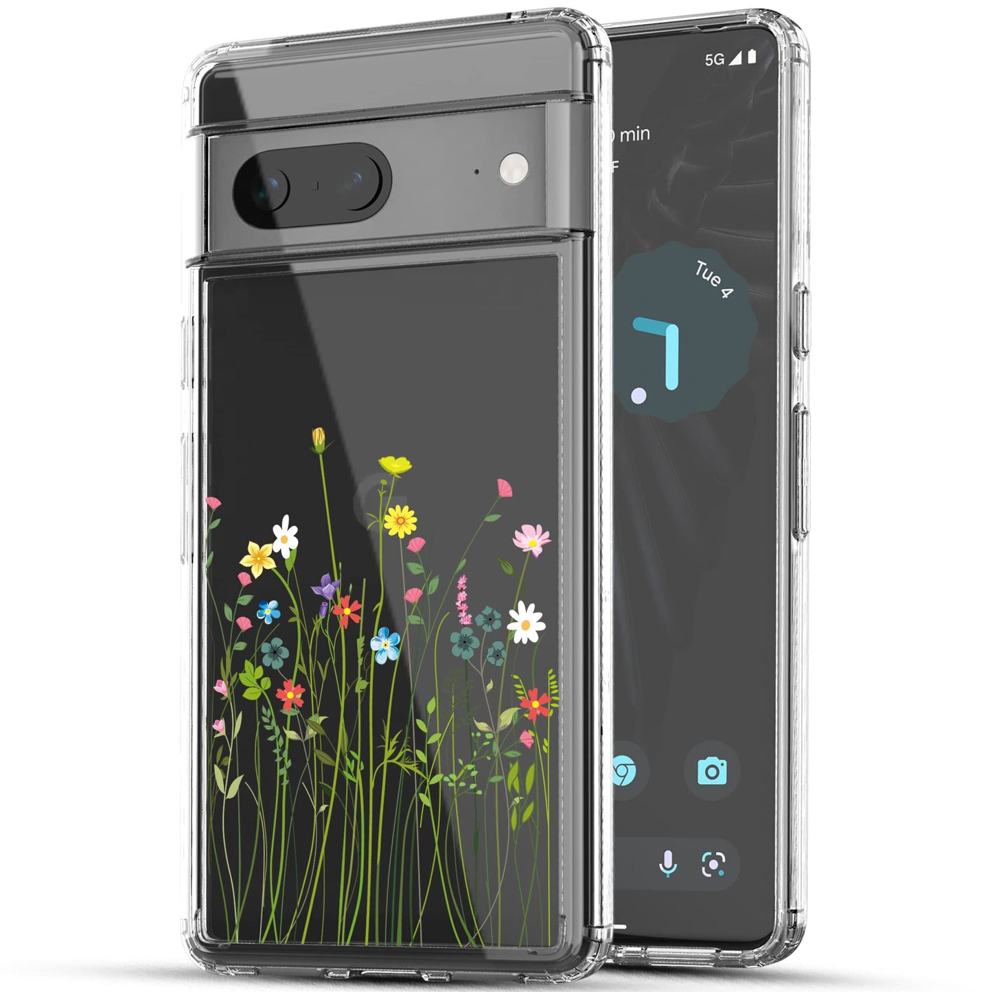 Google Pixel 7 Case, Anti-Scratch Clear Case - Floral