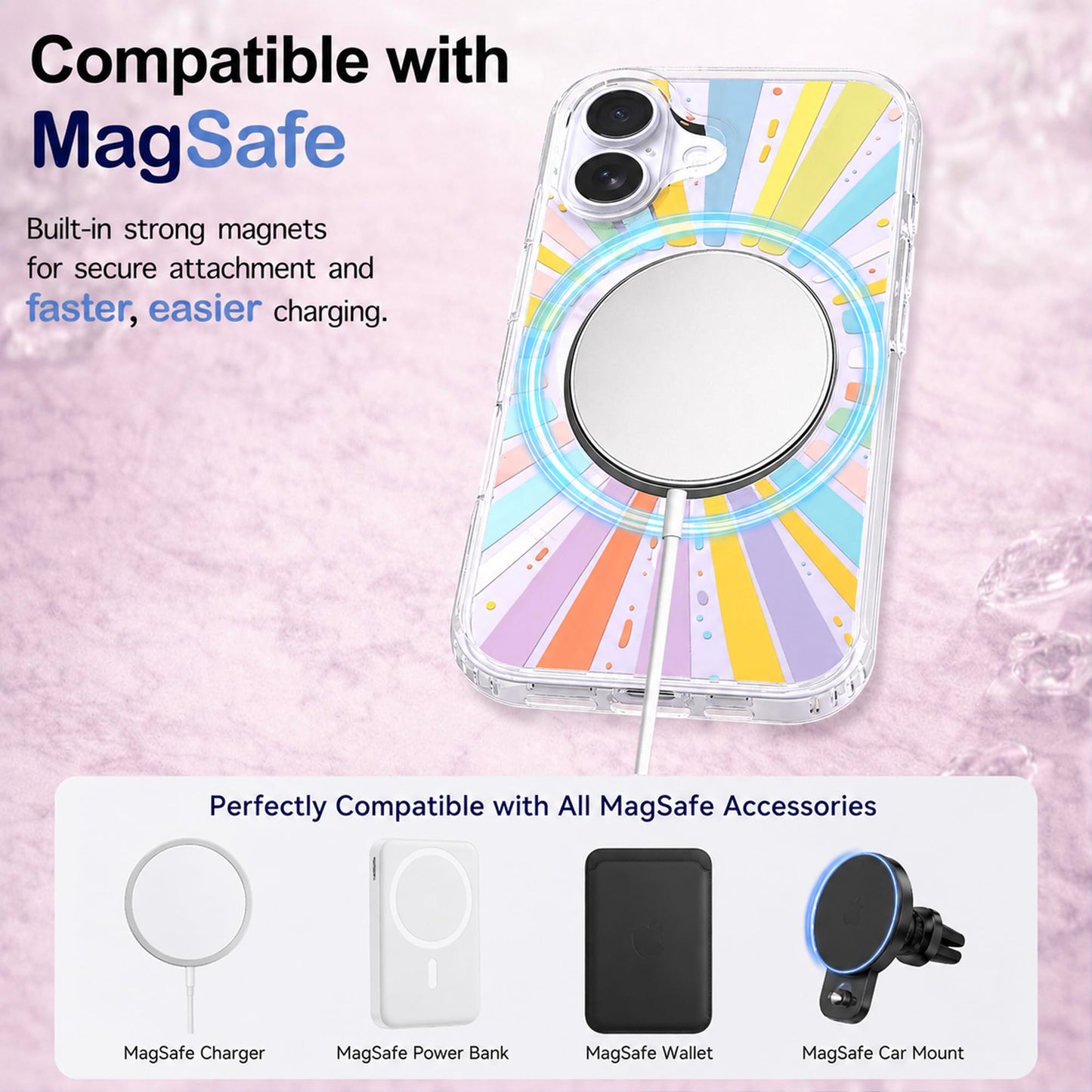 iPhone 17 Case, Anti-Scratch Clear Case - Rainbow Sun