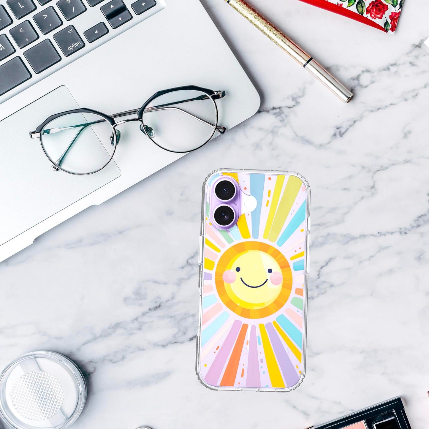 iPhone 17 Case, Anti-Scratch Clear Case - Rainbow Sun