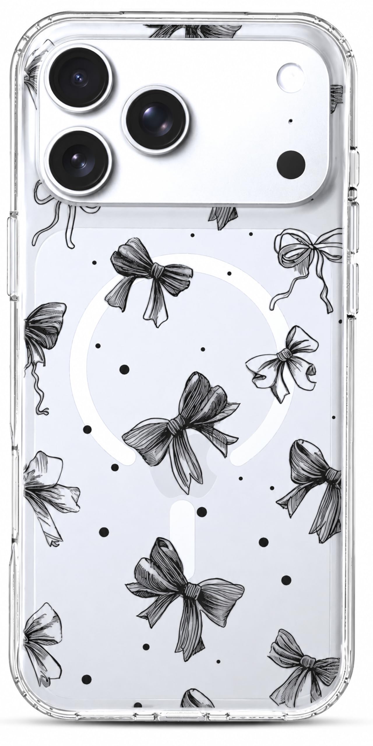 iPhone 17 Pro Max Case, Anti-Scratch Clear Case - Cute Black Ribbon
