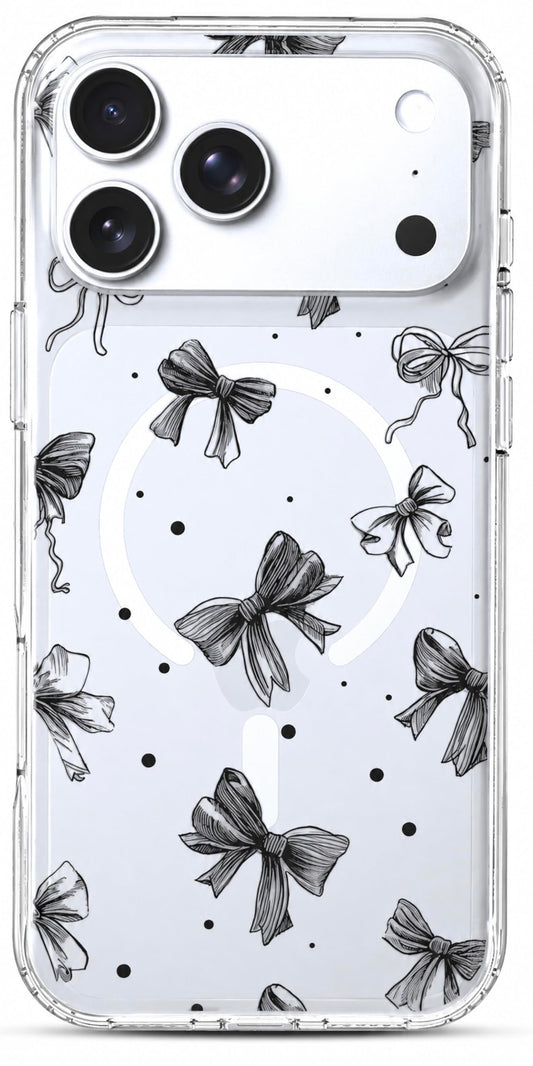 iPhone 17 Pro Max Case, Anti-Scratch Clear Case - Cute Black Ribbon