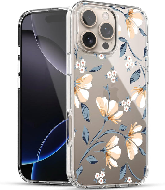 iPhone 16 Pro Case, Anti-Scratch Clear Case - Lily Flower