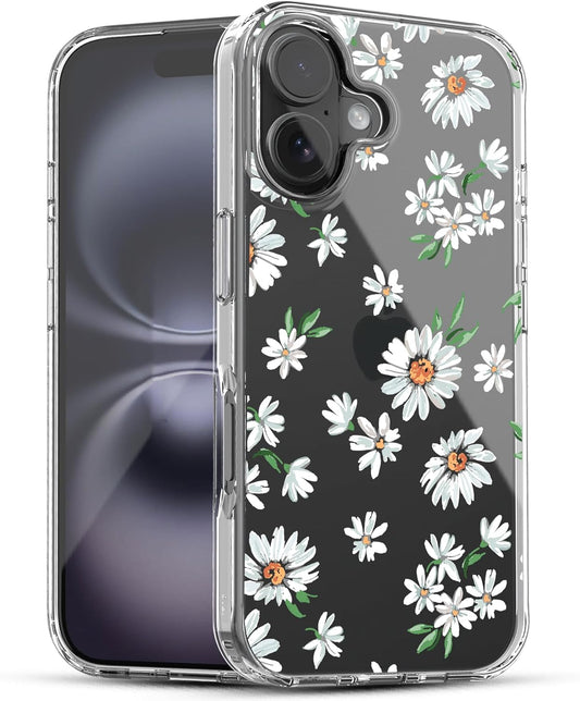 iPhone 16 Case, Anti-Scratch Clear Case - Daisy