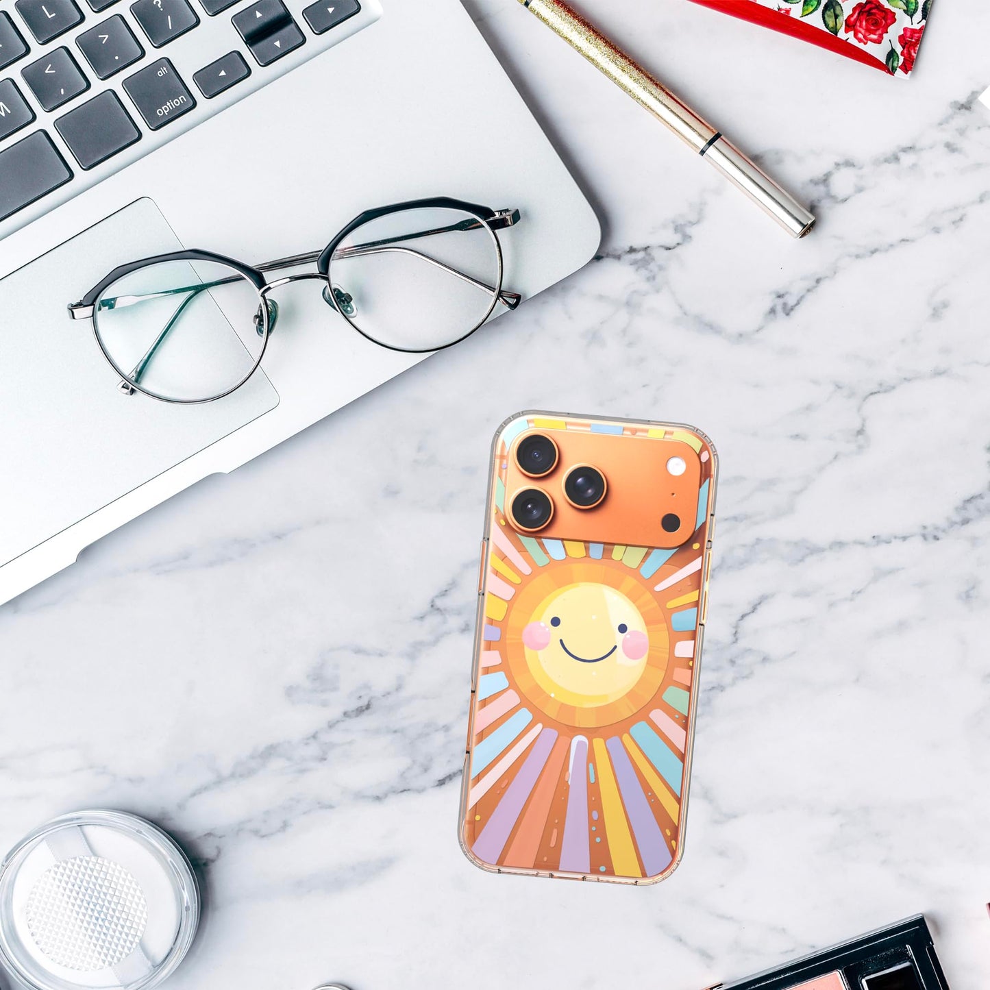 iPhone 17 Pro Max Case, Anti-Scratch Clear Case - Rainbow Sun