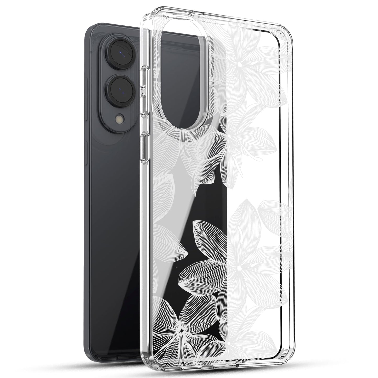 Samsung Galaxy S25 Edge Case, Anti-Scratch Clear Case with Design - White Flower