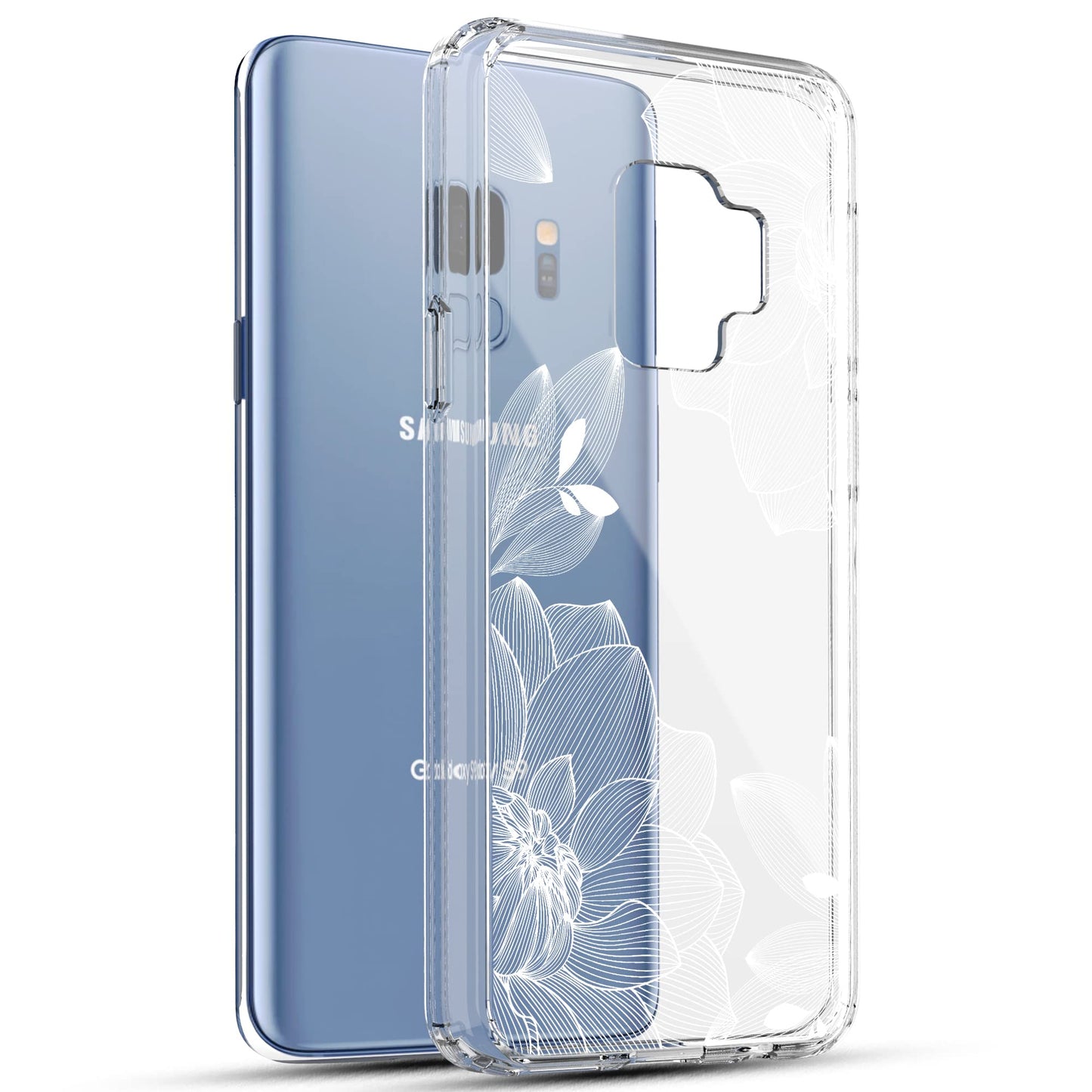 Samsung Galaxy S9 Case, Anti-Scratch Clear Case - White Lace Chrysanthemum