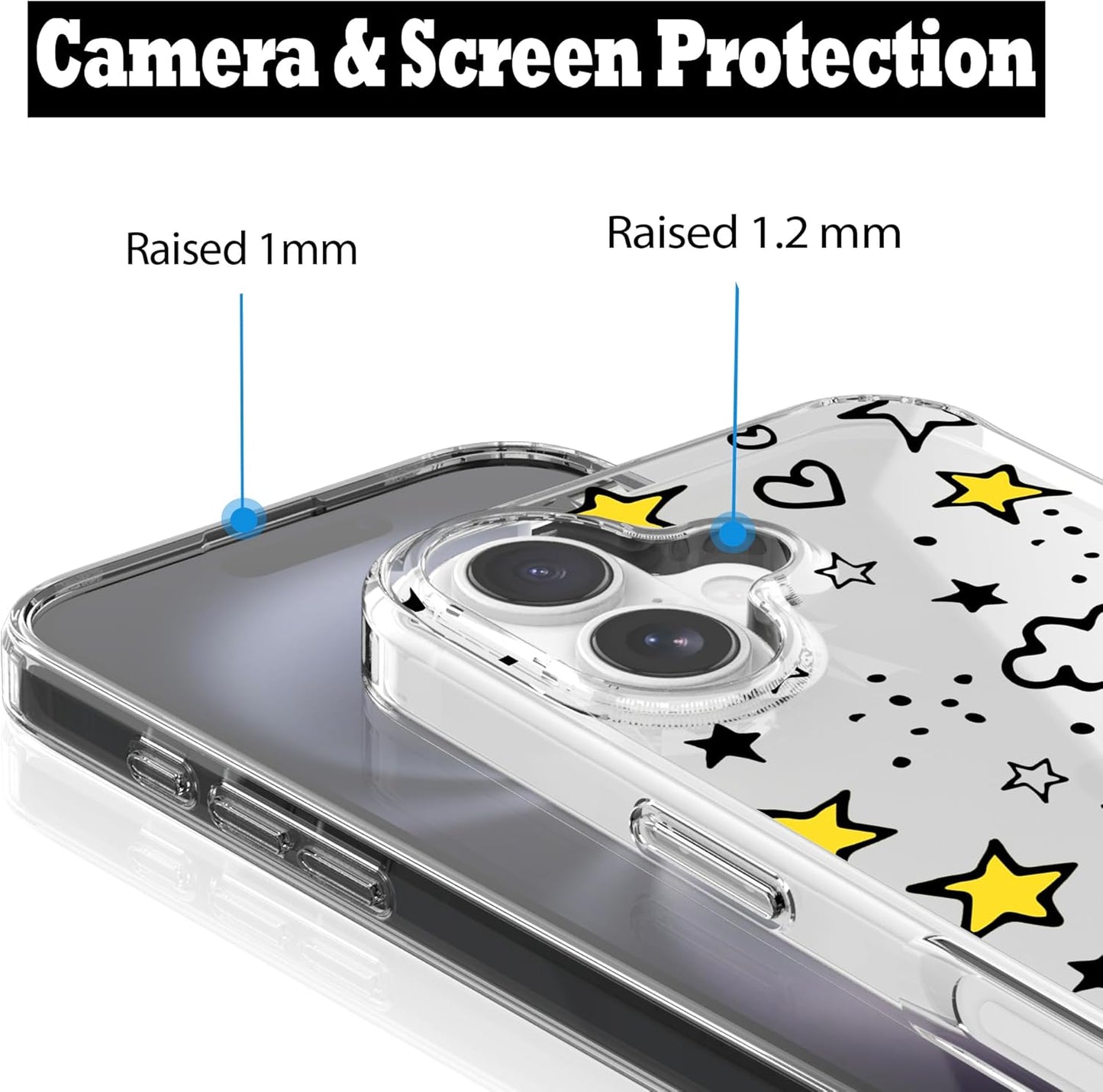 iPhone 16 Case, Anti-Scratch Clear Case - Cute Starts