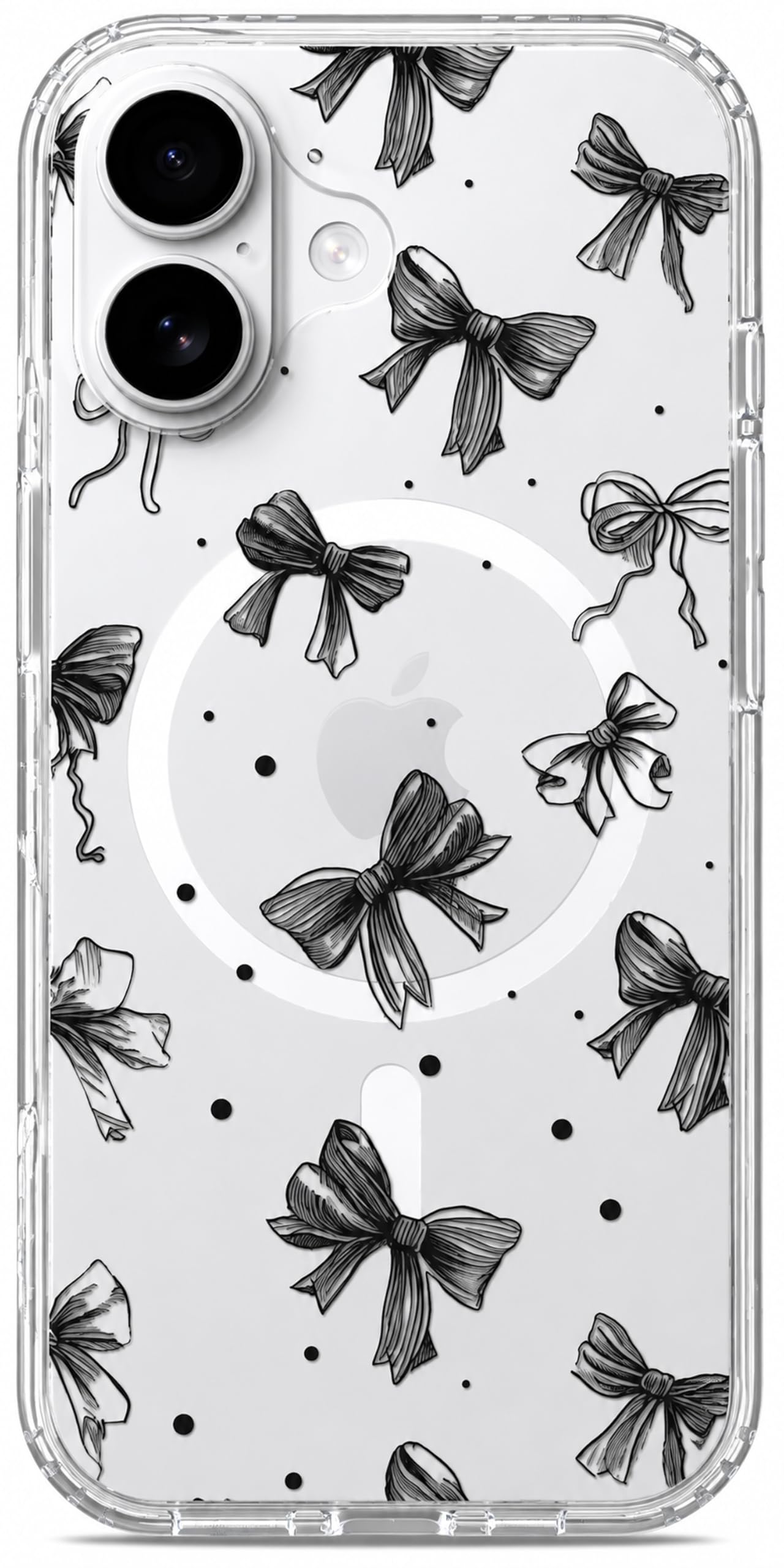 iPhone 17 Case, Anti-Scratch Clear Case - Cute Black Ribbon