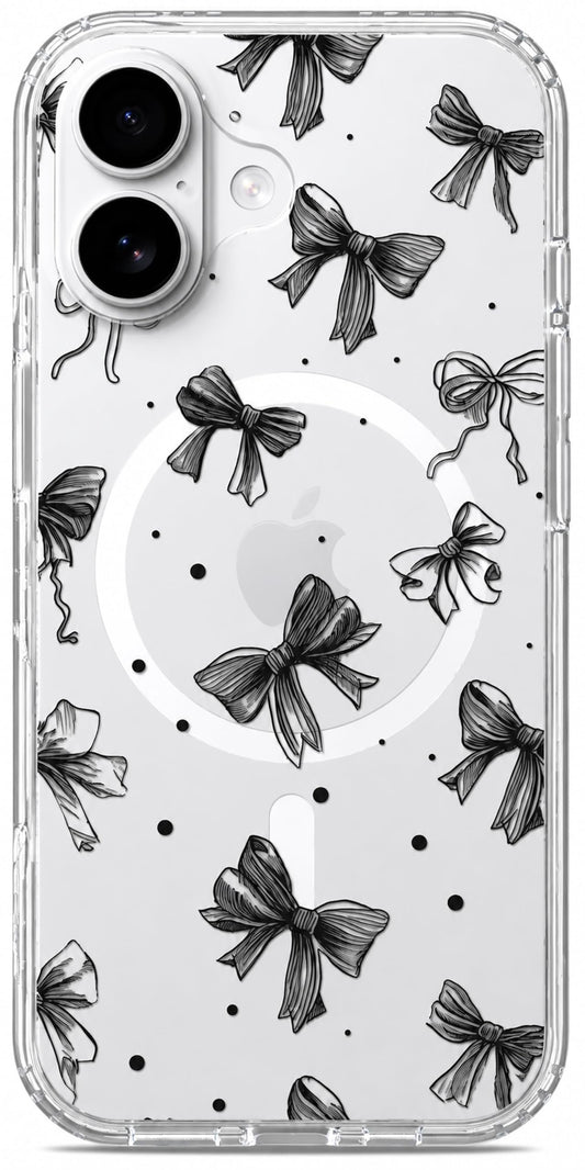 iPhone 17 Case, Anti-Scratch Clear Case - Cute Black Ribbon