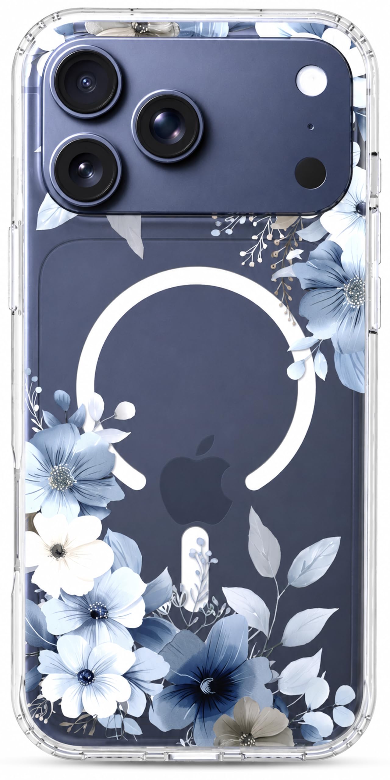 iPhone 17 Pro Max Case, Anti-Scratch Clear Case - Blue Flower
