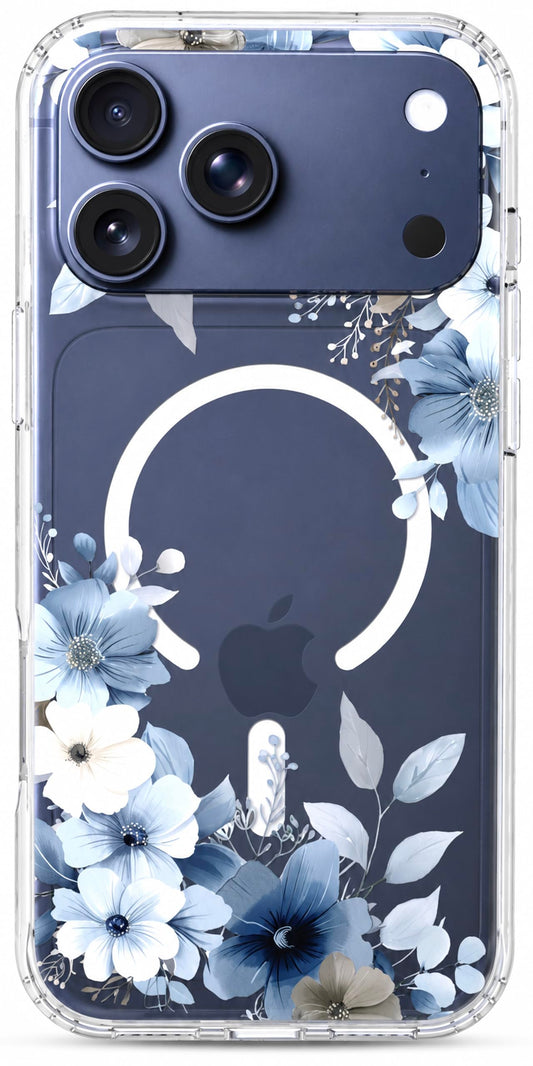iPhone 17 Pro Max Case, Anti-Scratch Clear Case - Blue Flower