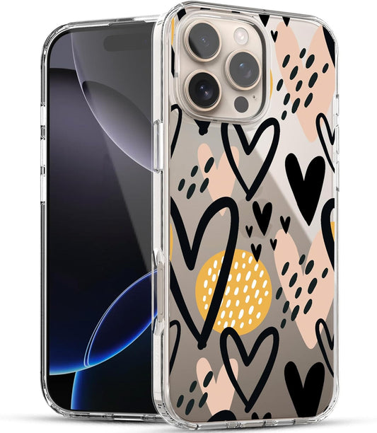 iPhone 16 Pro Case, Anti-Scratch Clear Case - Hearts