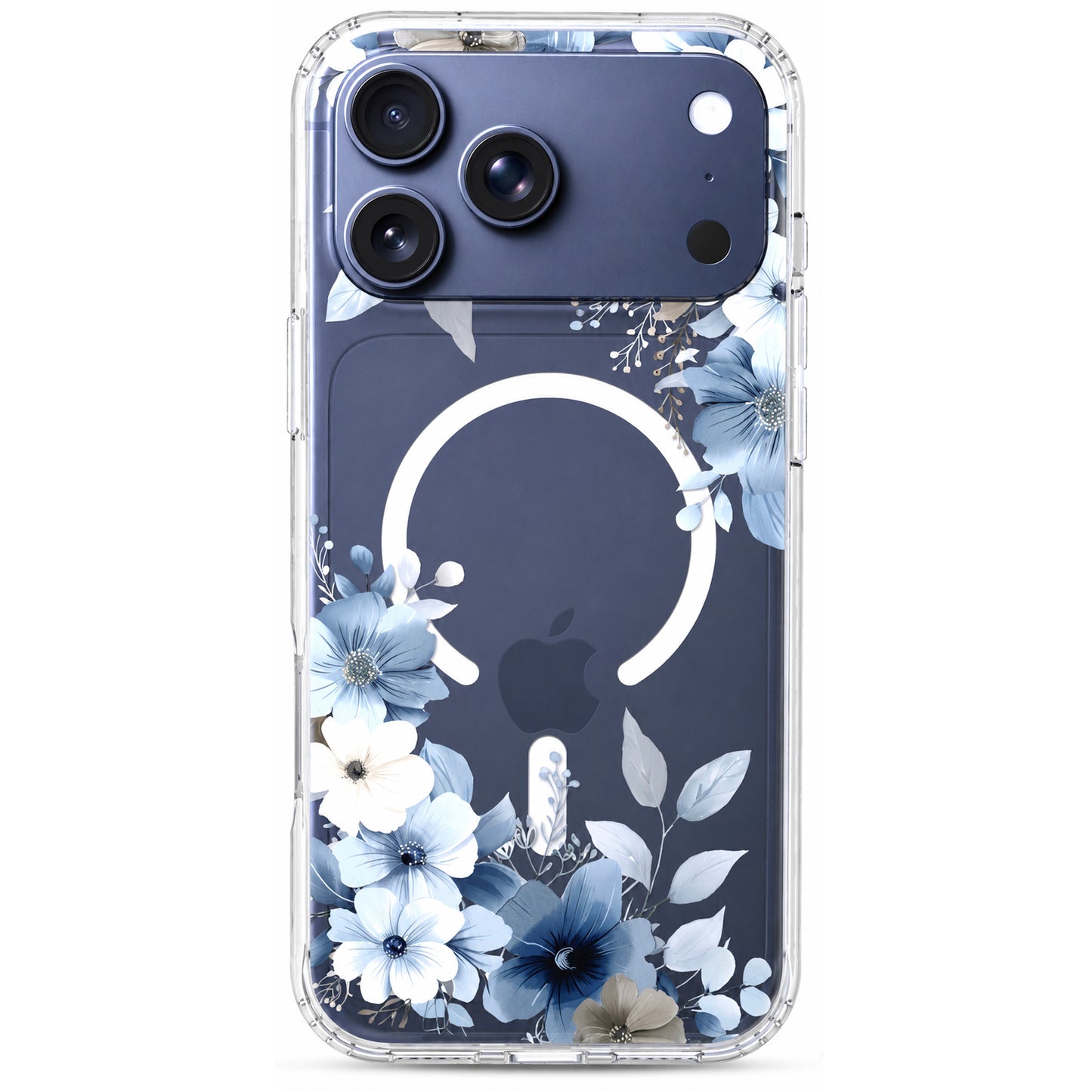 iPhone 17 Pro Max Case, Anti-Scratch Clear Case - Blue Flower