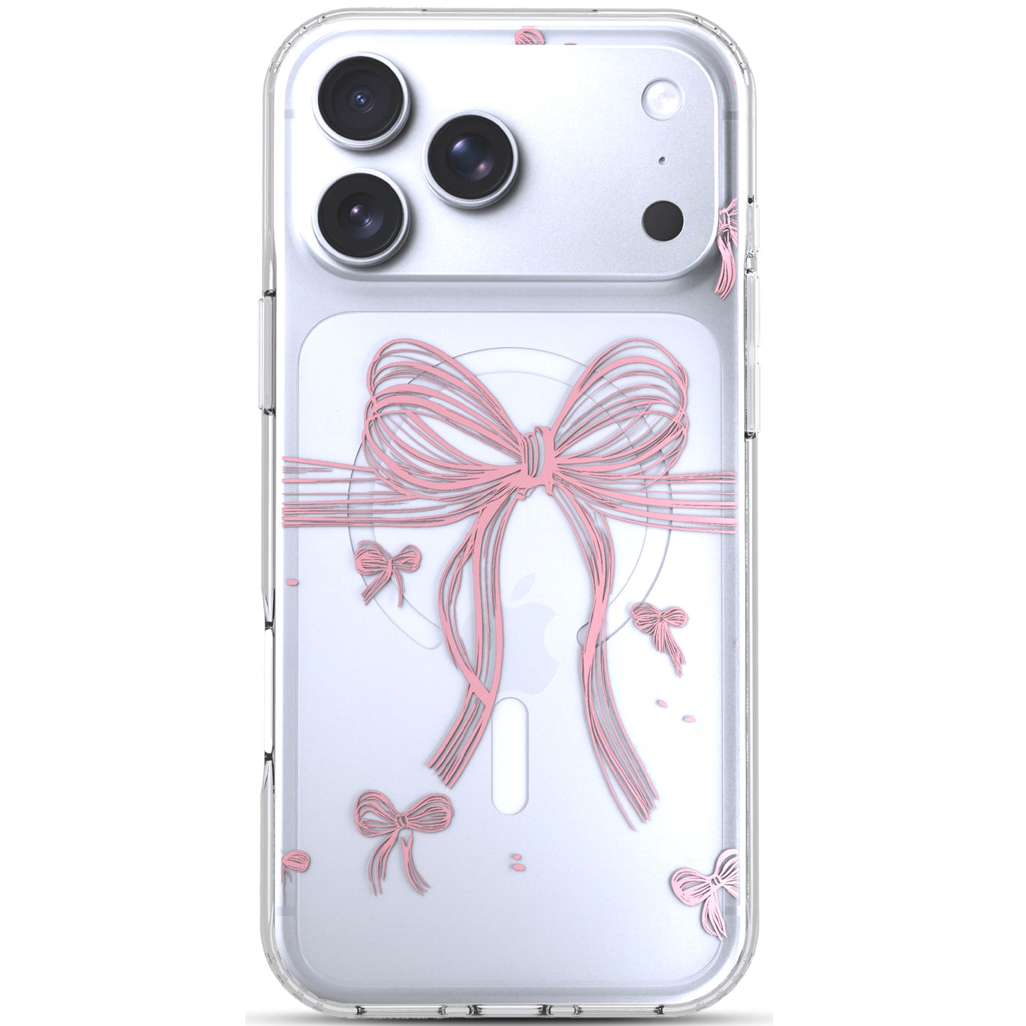 iPhone 17 Pro Max Case, Anti-Scratch Clear Case - Cute Pink Ribbon