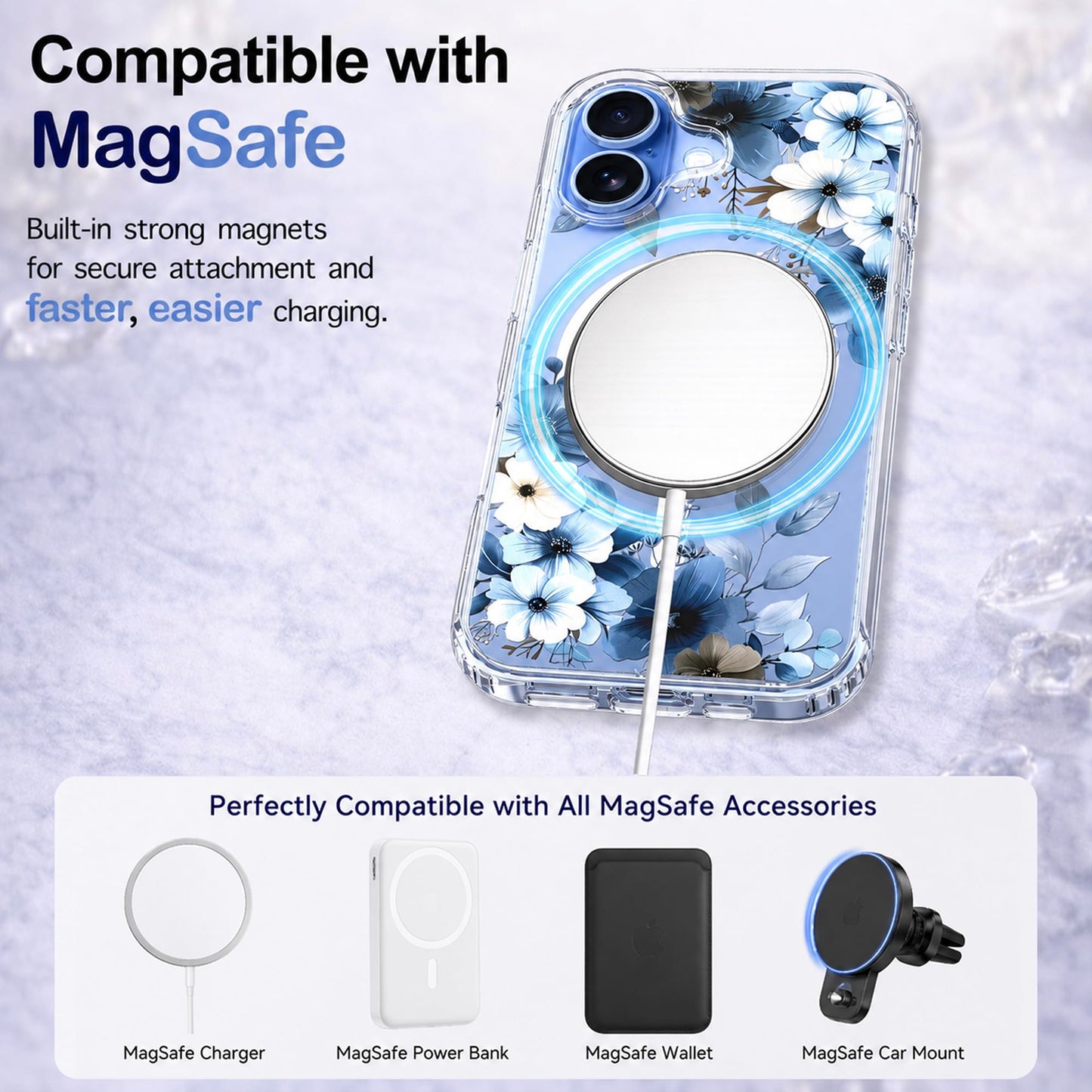 iPhone 17 Case, Anti-Scratch Clear Case - Blue Flower