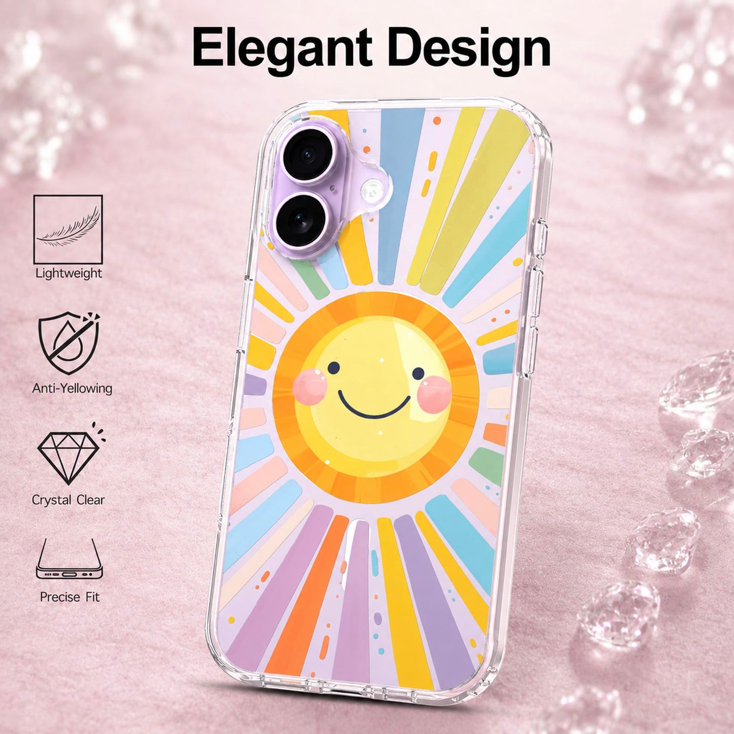 iPhone 17 Case, Anti-Scratch Clear Case - Rainbow Sun
