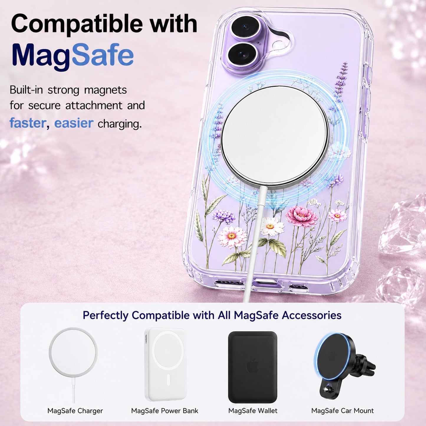 iPhone 17 Case, Anti-Scratch Clear Case - Wildflower Botanical