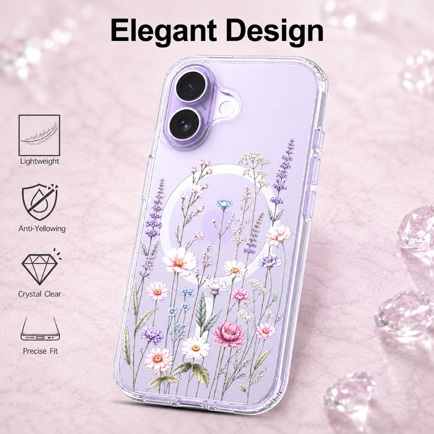 iPhone 17 Case, Anti-Scratch Clear Case - Wildflower Botanical