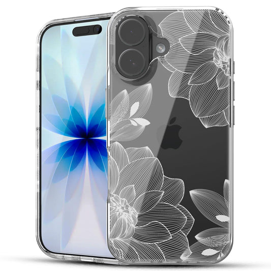 iPhone 17 Case, Anti-Scratch Clear Case - White Lace Chrysanthemum