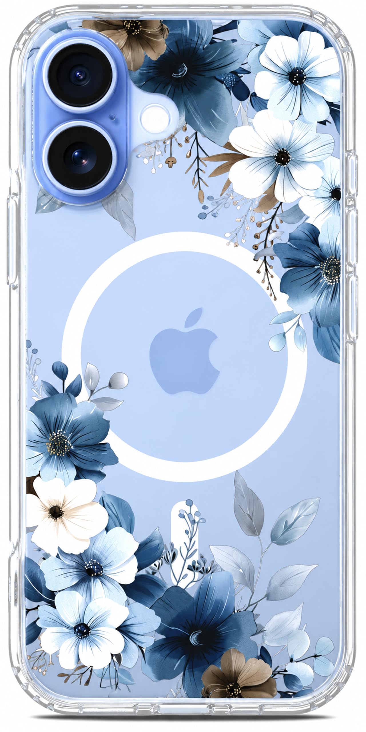 iPhone 17 Case, Anti-Scratch Clear Case - Blue Flower
