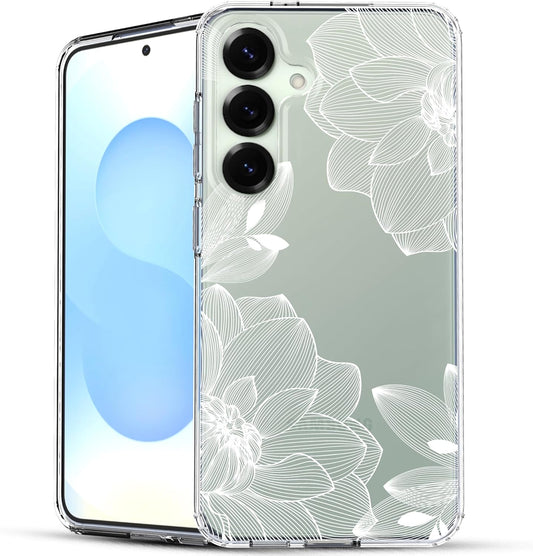 Samsung Galaxy S25 Plus Case, Anti-Scratch Clear Case with Design - Lace Chrysanthemum