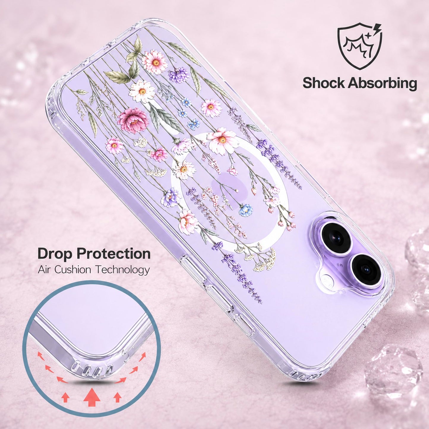 iPhone 17 Case, Anti-Scratch Clear Case - Wildflower Botanical