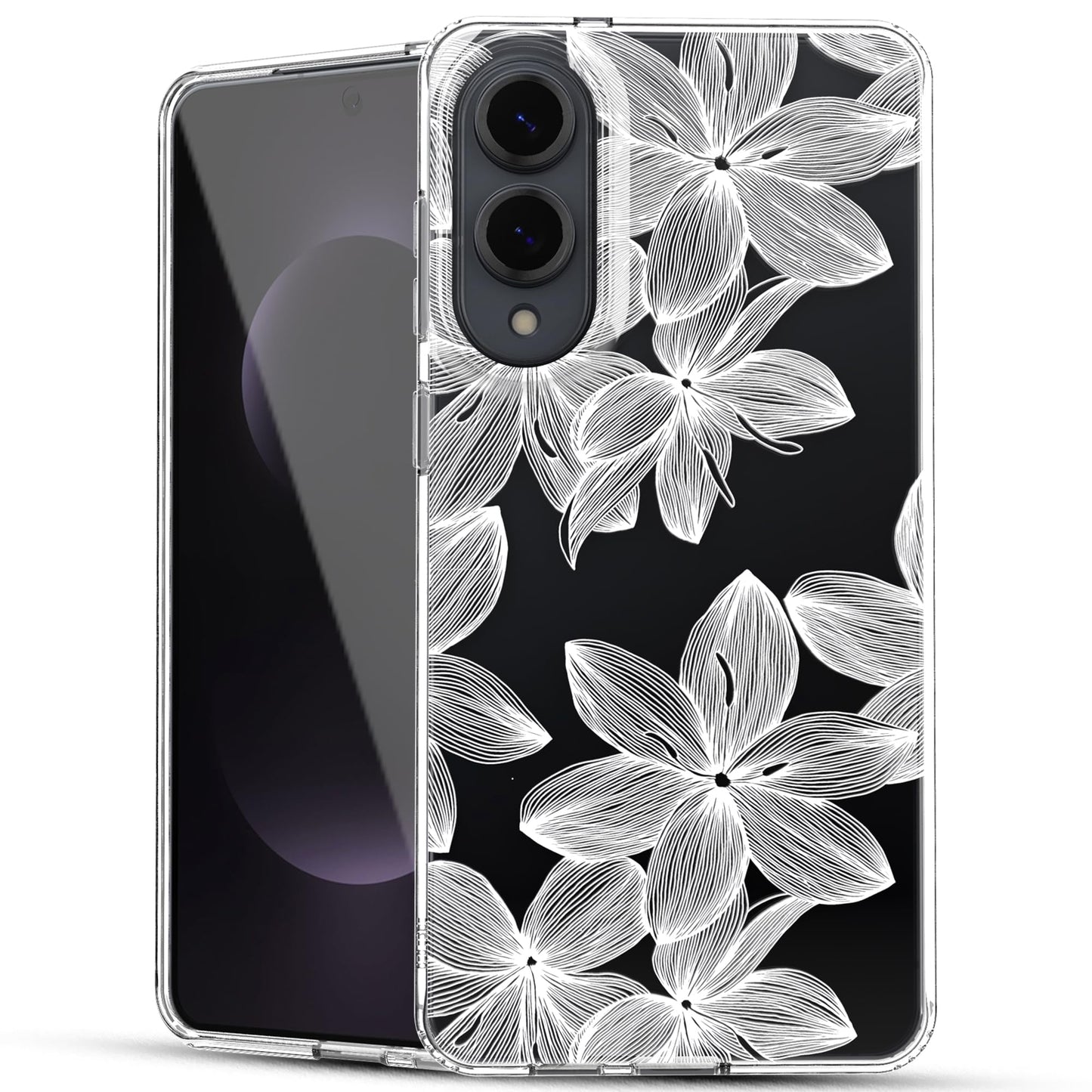 Samsung Galaxy S25 Edge Case, Anti-Scratch Clear Case with Design - White Flower