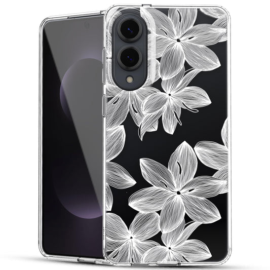 Samsung Galaxy S25 Edge Case, Anti-Scratch Clear Case with Design - White Flower