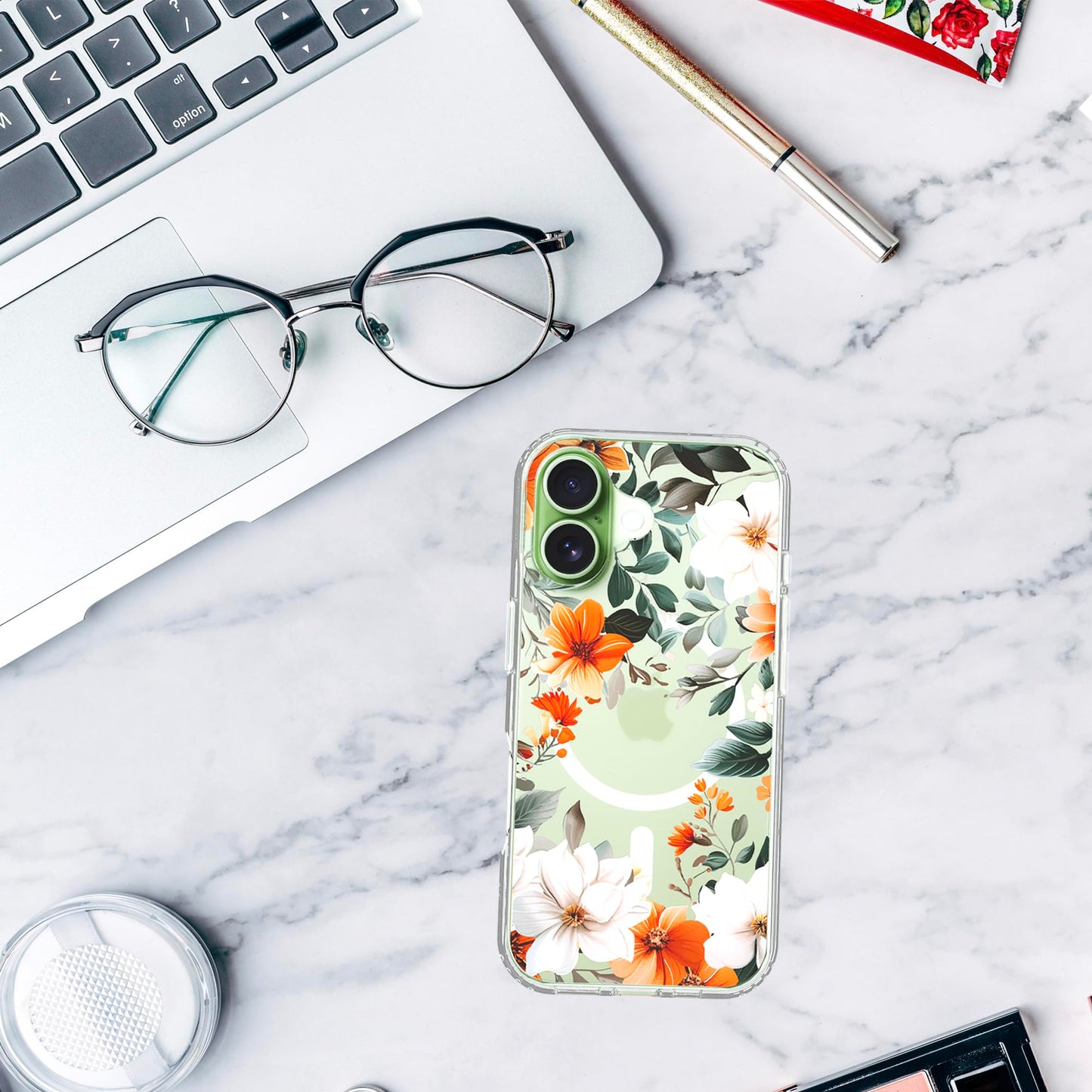 iPhone 17 Case, Anti-Scratch Clear Case - Orange Flower